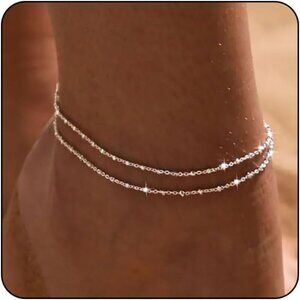 Anklets for Women,14K Real Gold Plated Large Ankle Bracelets for Women